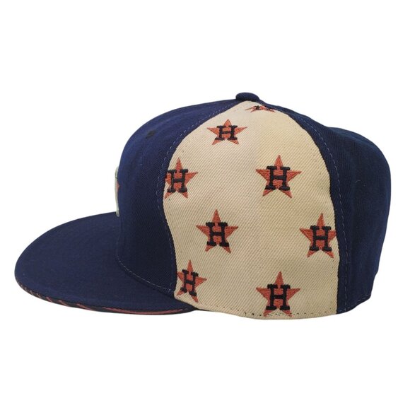 HOUSTON ASTROS Hat‎ Cap Baseball Black/Tan Logo Pattern Fitted 7 1/2 Cooperstown - Picture 3 of 8